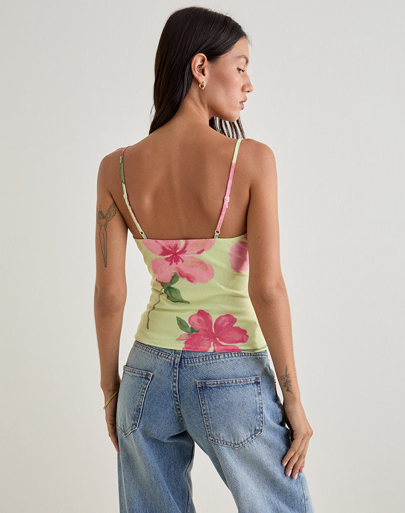 Image of Jefita Cami Top in Watercolour Hibiscus Yellow