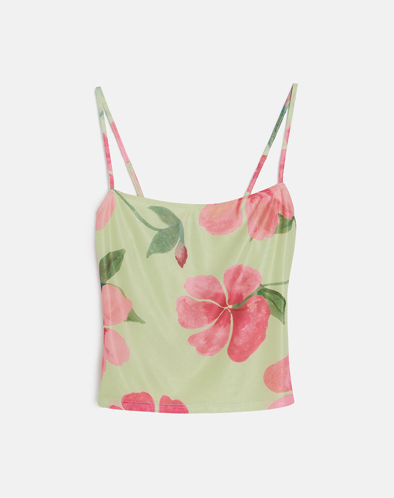 Image of Jefita Cami Top in Watercolour Hibiscus Yellow