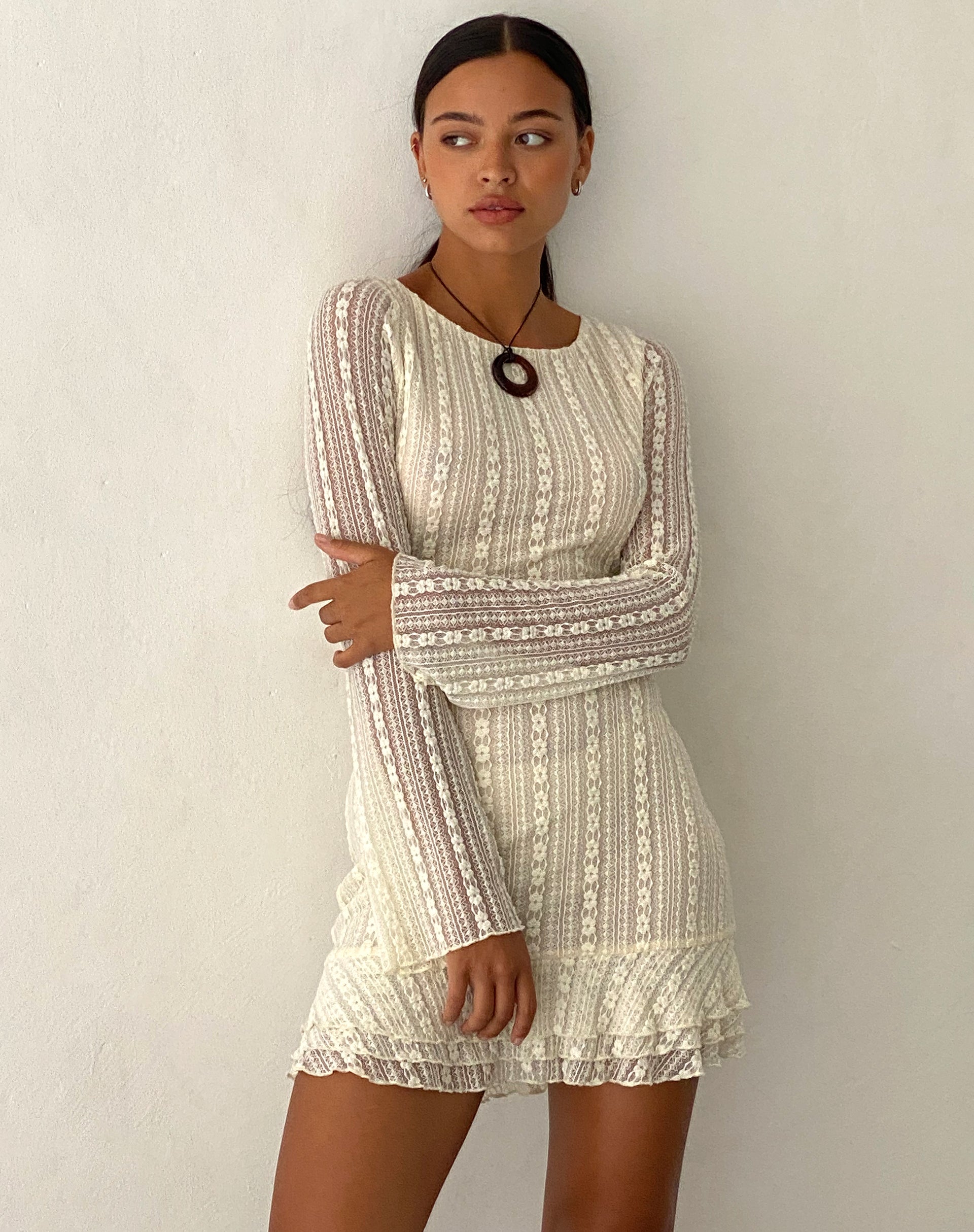 Jeilani Open Back Lace Mini Dress in Cream Jeilani Open Back Lace Mini Dress in Cream