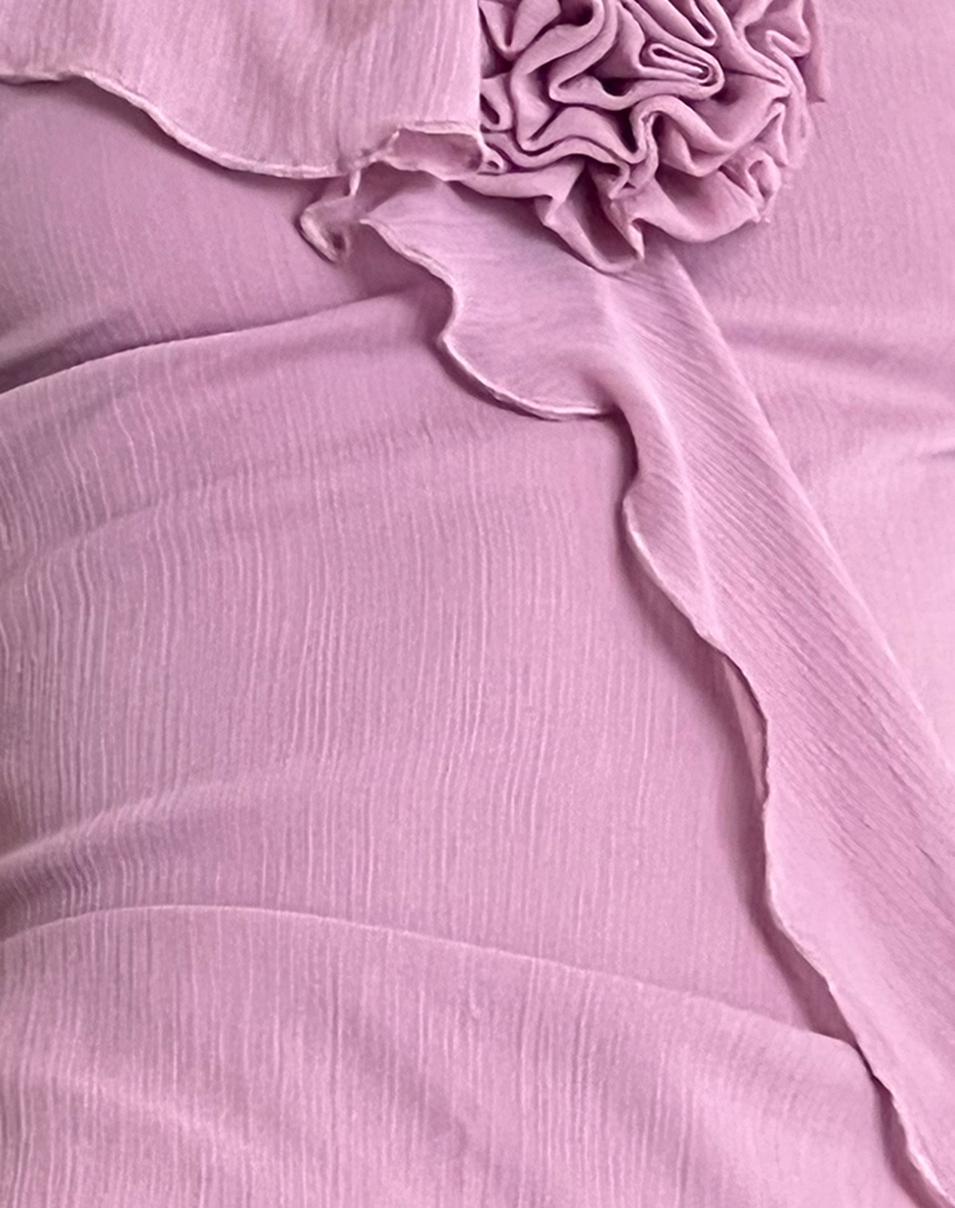 jenani rosette ruffle midi dress in light plum Jenani Rosette Ruffle Midi Dress in Light Plum
