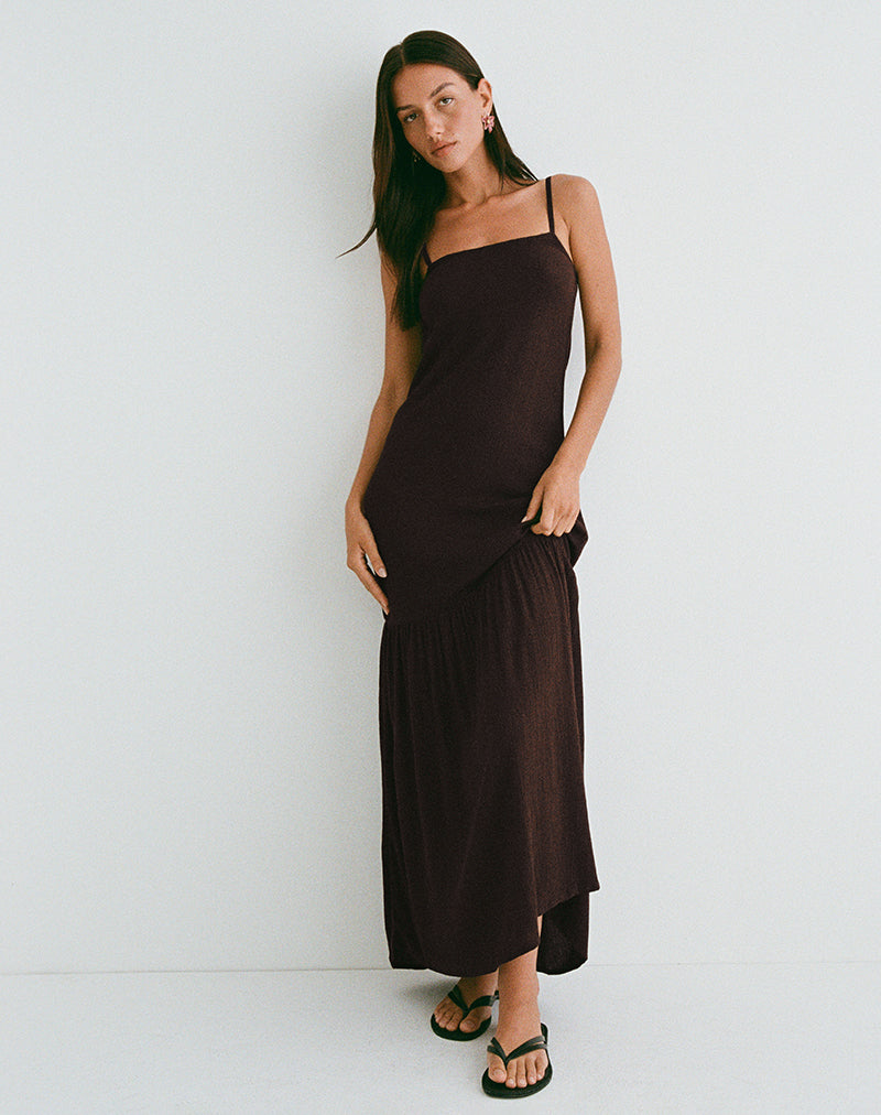 Jenesis Maxi Dress in Crinkle Bitter Chocolate