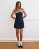 Image of Jesamine Bandeau Dress in Dark Navy with Lace Trim