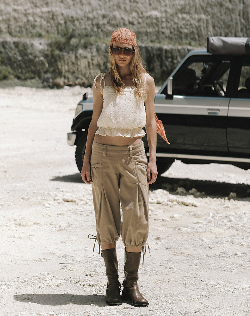 Iria Cargo Capri Trouser in Twill Khaki
