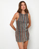 Image of Jhani Mini Dress in Shimmer Plisse Blue and Brown