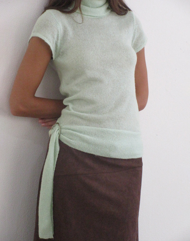 Jian Top with Buckle Waist in Sheer Knit Mint