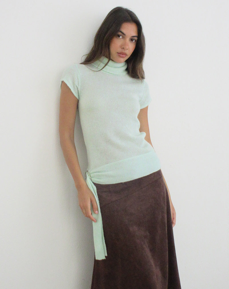 Jian Top with Buckle Waist in Sheer Knit Mint