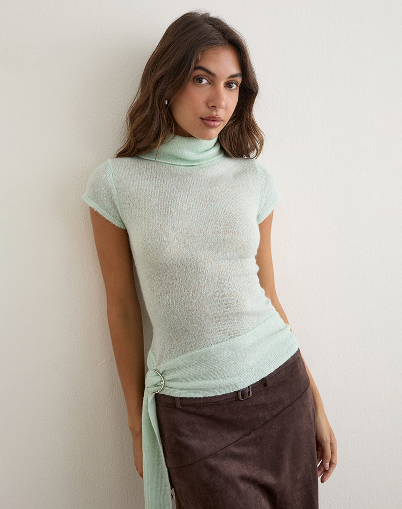 Image of Jian Top with Buckle Waist in Sheer Knit Mint