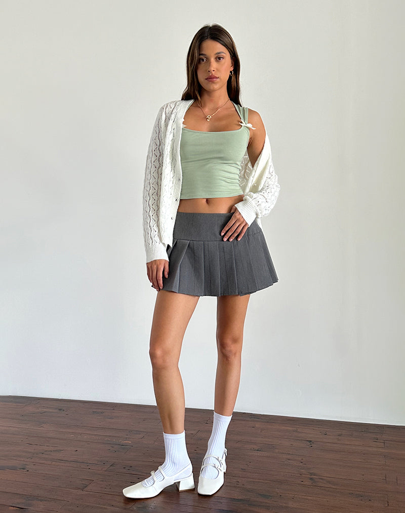 Image of Jiniso Crop Top in Sage with Ivory Bows