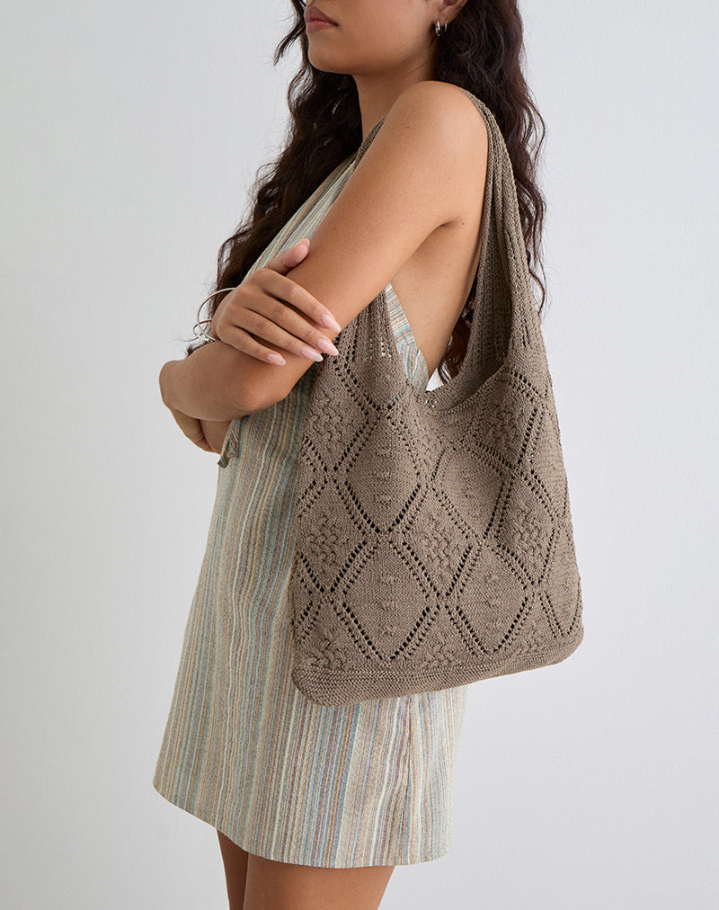 Fika Crochet Bag in Brown