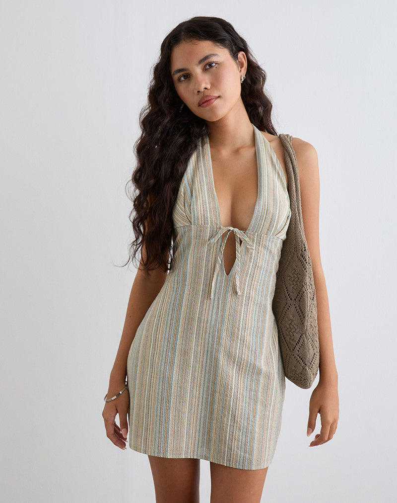 Image of Jioner Mini Dress in Stripe Yellow with Lining