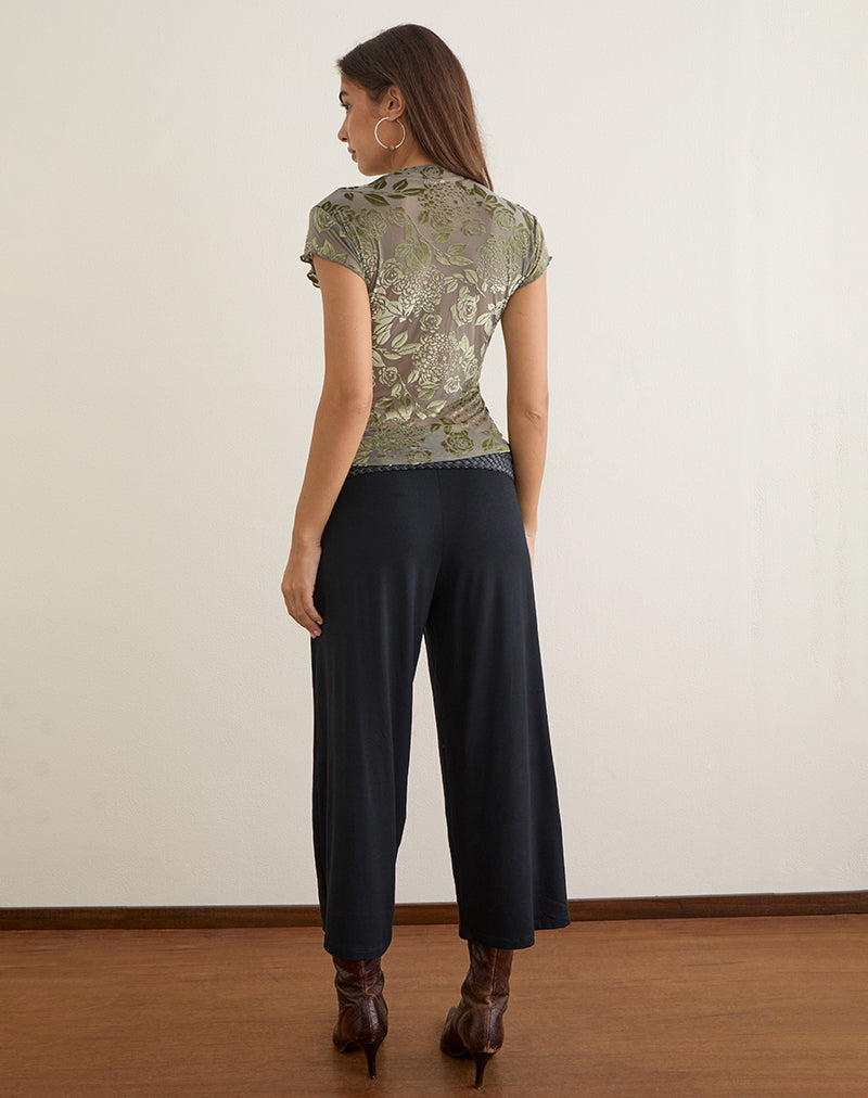 Image of Jiwon Keyhole Top in Burn Out Mesh Olive