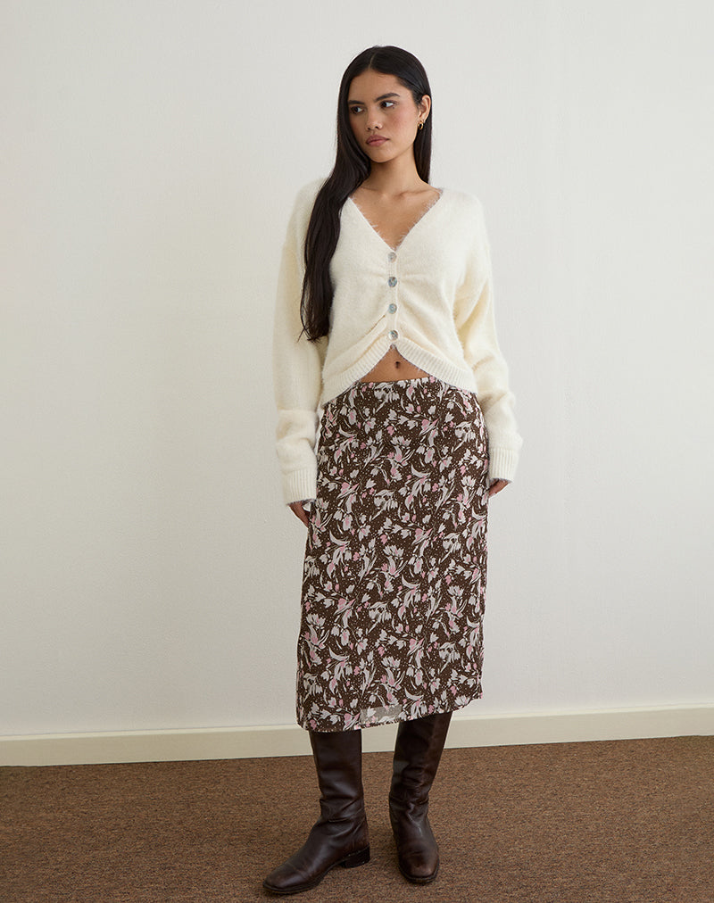 Image of Jiyo Gathered Cardigan in Knit Ivory