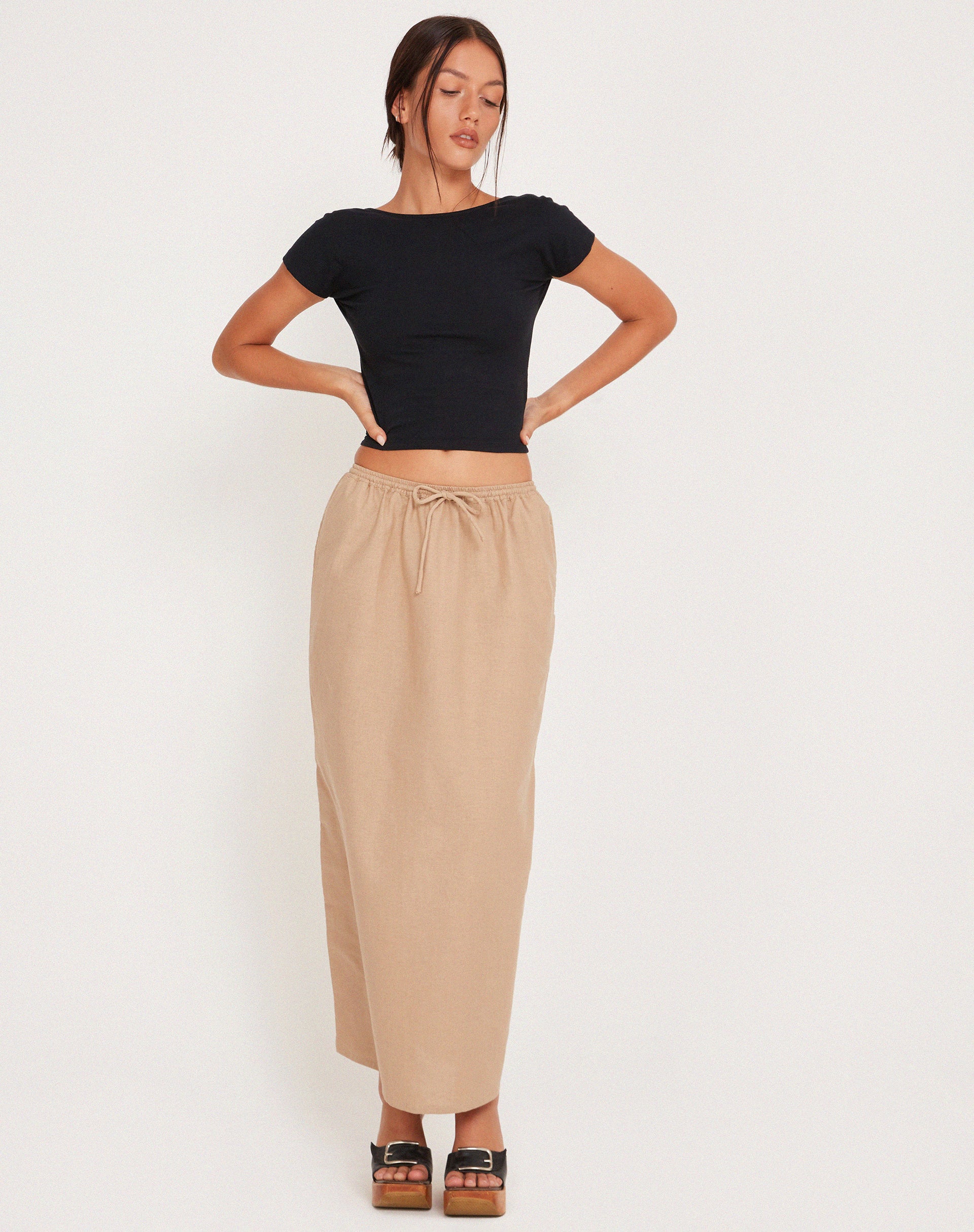 Maxi skirt tie waist sale