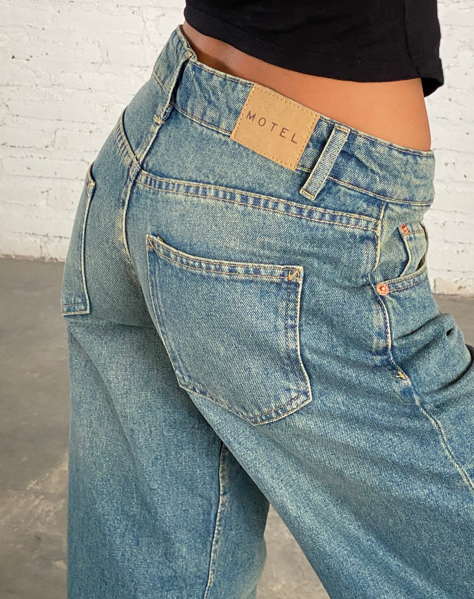 Vintage Blue Green Low Rise Jeans Parallel Vintage Blue Green Low Rise Jeans Parallel