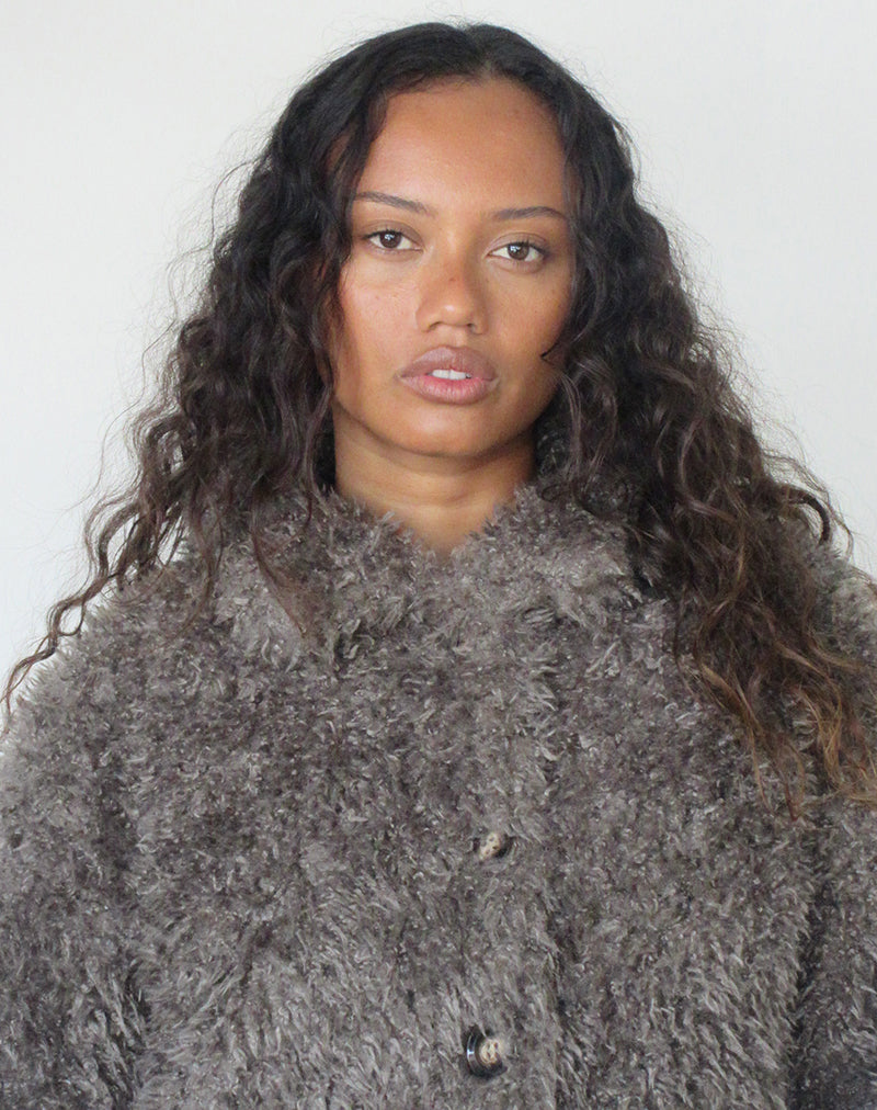 Image of Joji Jacket in Faux Fur Grey