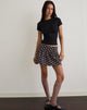 Image of Jolea Pleated Mini Skirt in Mono Polka Brown