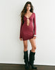 Image of Joram Long Sleeve Mini Dress in Cupro Burgundy