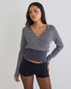 Image of Josina Top in Knit Compact Polka Grey and Ivory