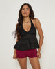 Image of Juanita Frill Halter Neck Top in Black