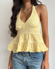 Image of Juanita Frill Halterneck Top in Yellow