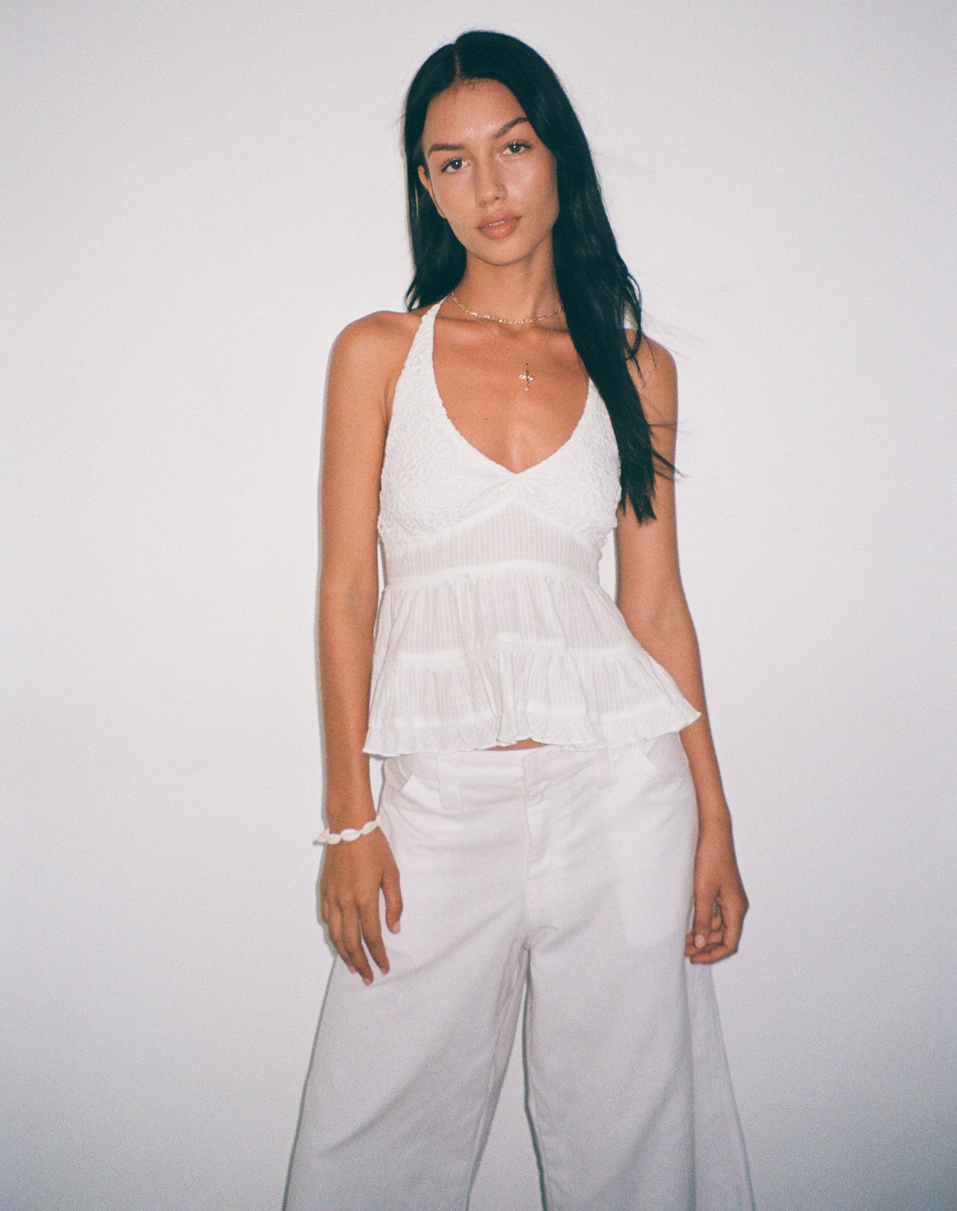 Crochet White Halterneck Top | Juanita – motelrocks.com