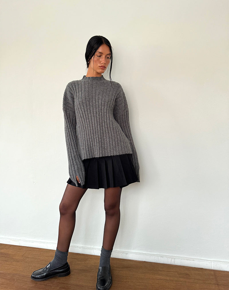 Image of Judah Oversized Chunky Rib Knit Jumper in Charcoal