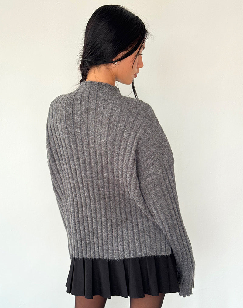 Image of Judah Oversized Chunky Rib Knit Jumper in Charcoal