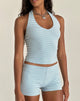 image of Jules Halter Top in Blue and Grey Jersey Stripe