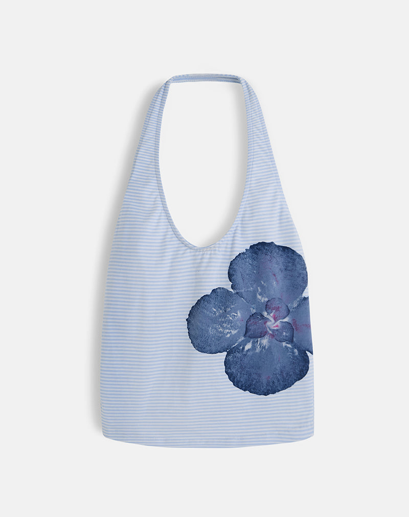 Image of Jules Top in Stripe Floral Baby Blue