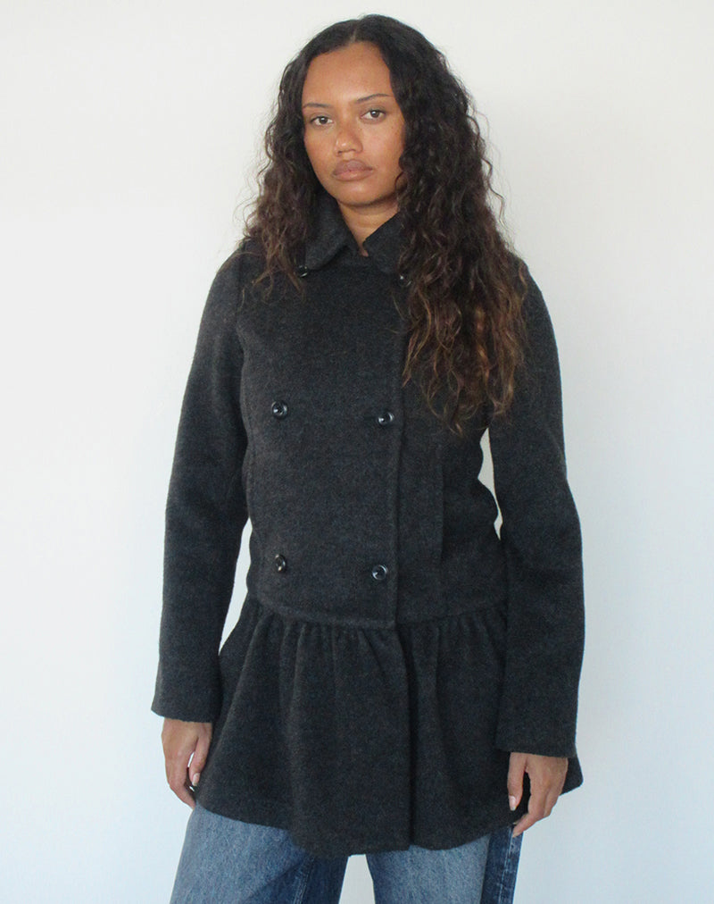 Image of Juliena Coat with Skirt Hem in Dark Grey