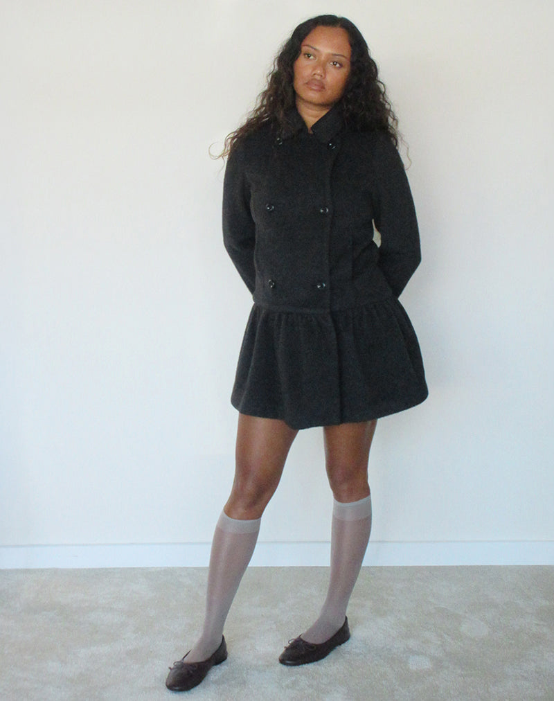 Image of Juliena Coat with Skirt Hem in Dark Grey
