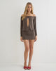 Image of Julitte Mini Dress in Cupro Dark Brown