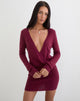 Image of Junbi Wrap Mini Dress in Knit Wine