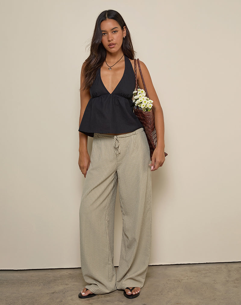 Image of Juria Trouser in Neutral Khaki Stripe