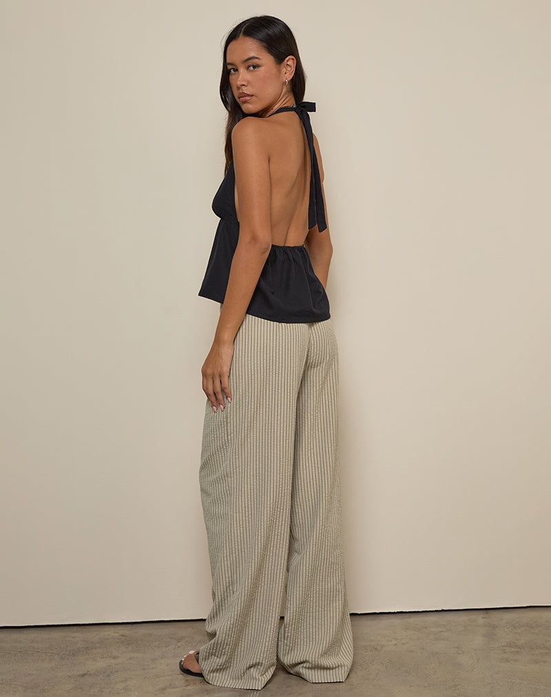 Image of Juria Trouser in Neutral Khaki Stripe