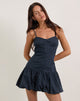 Image of Juun Puffball Mini Dress in Dark Navy