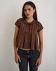 Image of Kaelis Pleated Blouse in Stripe Brown