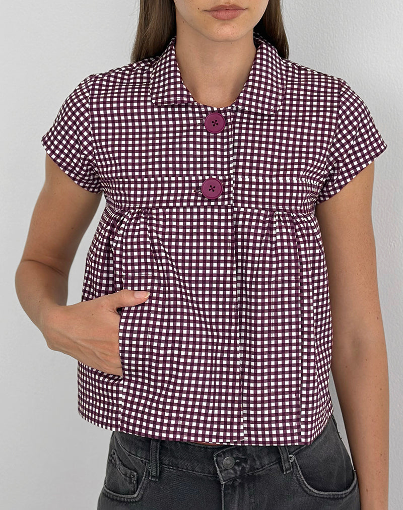 Image of Kaelus Shirt in Mini Gingham Wine