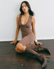 Image of Kagipa Mini Dress in Cupro Bitter Chocolate