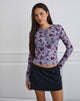 Image of Kahula Top in Lotus Flock Check Lavender