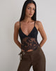 Image of Kaika Plunge Cami Top in Eyelash Lace Black
