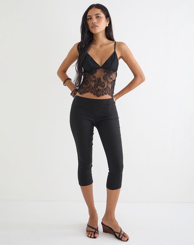 Image of Kaika Plunge Cami Top in Eyelash Lace Black