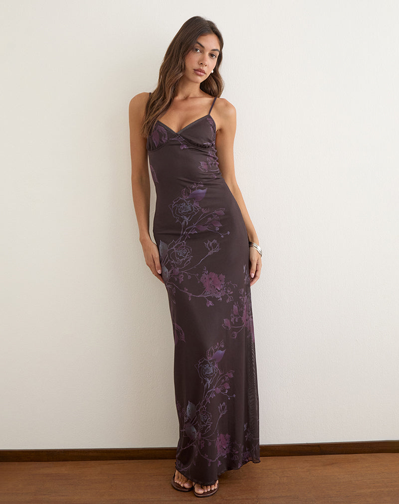 Kalana Maxi Dress in Mesh Serene Ivy Dark Plum