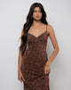 Image of Kalana Maxi Dress in Brown Swirl Flock