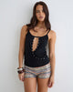 Image of Kalei Cami Top in Rayon Jersey Black with Studs