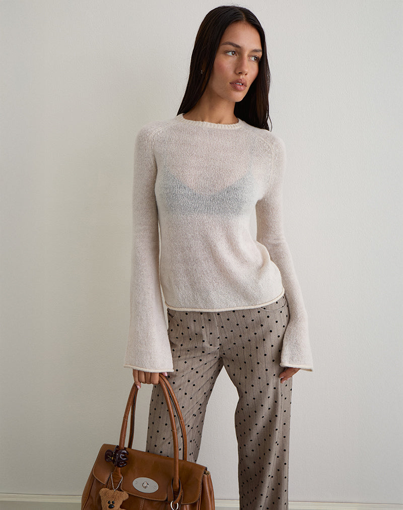 Image of Kaleo Roll Edge Jumper in Knit Ecru