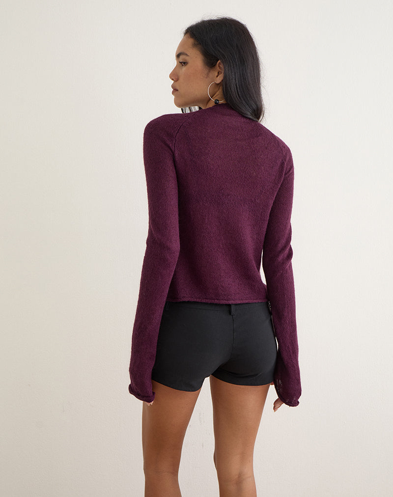 Image of Kaleo Roll Edge Jumper in Knit Plum