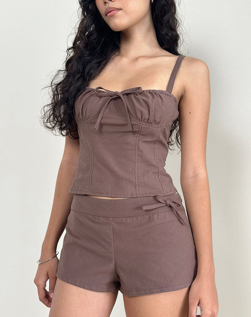 Image of Blazy Tie Short in Linen Taupe