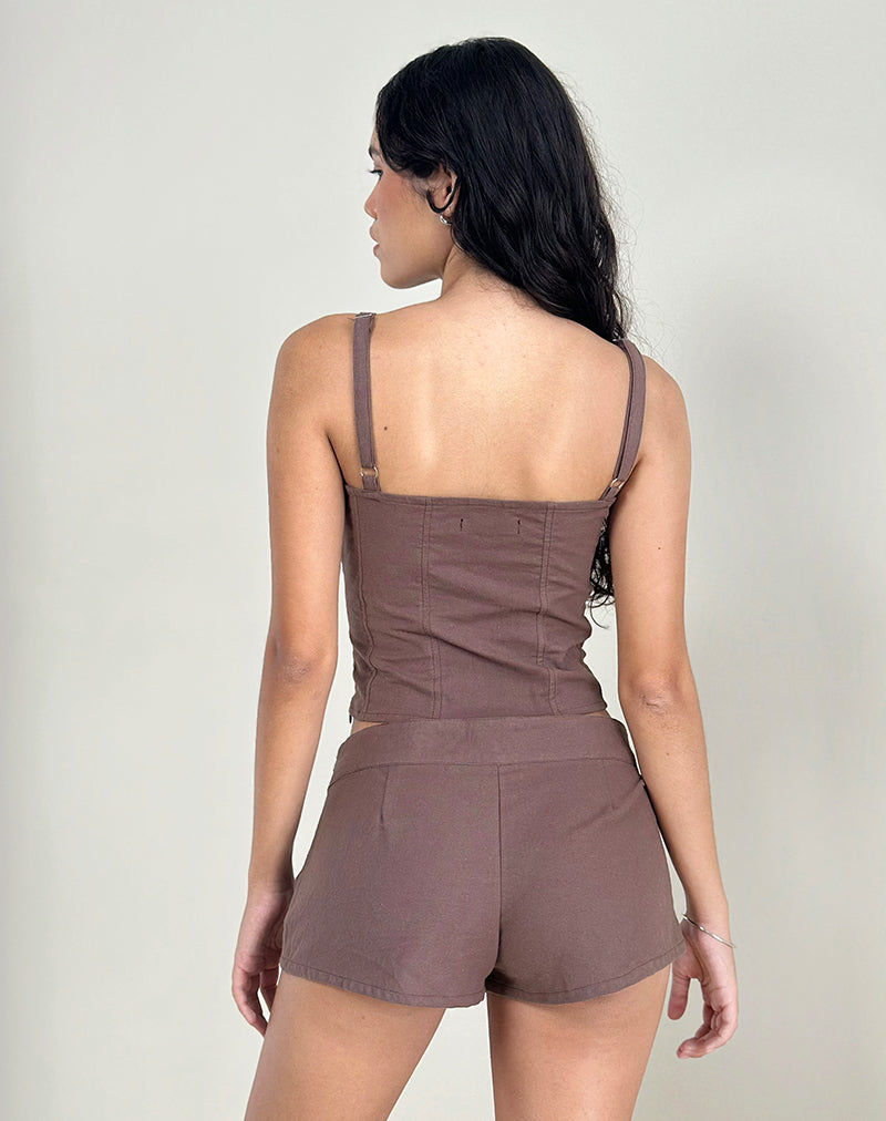 Image of Blazy Tie Short in Linen Taupe