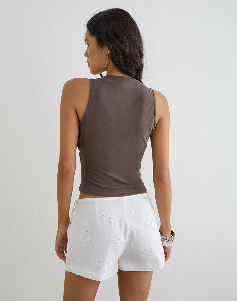 Image of Kanara Wrap Mini Skort in Broderie White